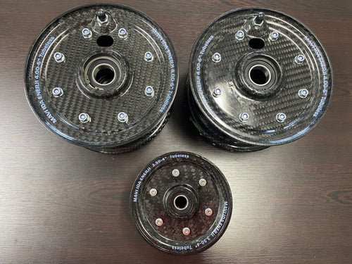 CARBON FIBER WHEEL SET 4.00-6 MAINS & 3.50-4 NOSE