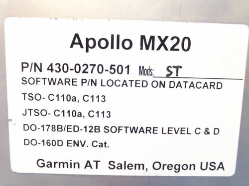 GARMIN APOLLO MX20 ID66110