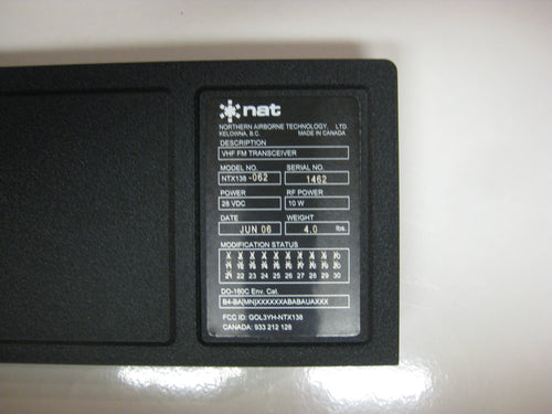 NTX138-062 VHF FM TRANSCEIVER