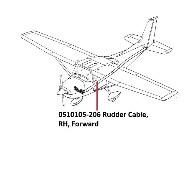 0510105-206 RUDDER CABLE, FWD, RH