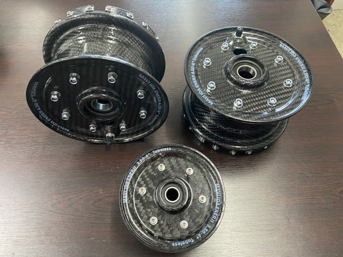 CARBON FIBER WHEEL SET 4.00-6 MAINS & 3.50-4 NOSE