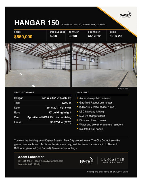 55X60 Executive Box Hangar @ KSPK